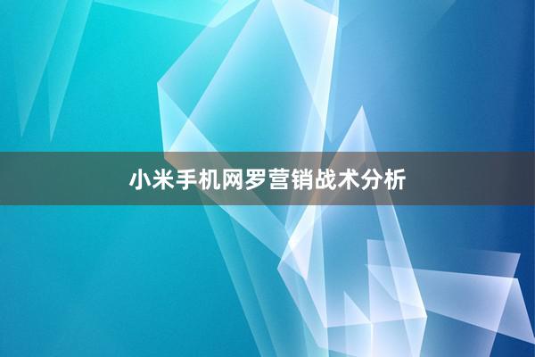 小米手机网罗营销战术分析